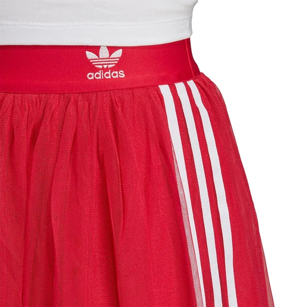 Adidas Red Tulle Maxi Skirt with Signature Side Stripes sz M - Picture 4 of 10